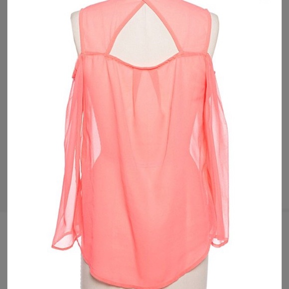 Pink sheer cutout button up size small - Picture 2 of 3